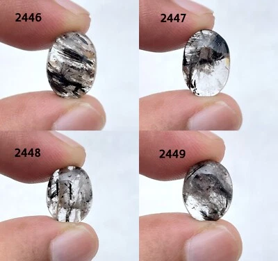 Natural Black Rutilated Quartz Smooth Cabochon, Wholesale  Loose Gemstone - Image 1 of 4