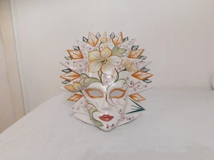 Italian Mask Venetian Masquerade Hand Painted Ceramic Decorative Mask - Picture 1 of 19
