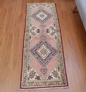 2X5 Vintage Hand Knotted PINK Runner Wool Traditional Oriental Area Rug Carpet - Picture 1 of 17