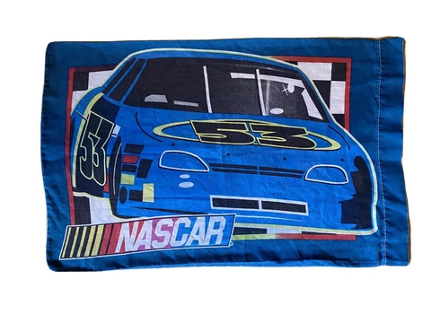 Vintage NASCAR Standard Pillow Case Double Sided Race Car Print Cover