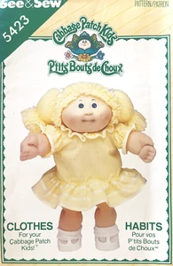 Patrón de ropa para niños Butterick Cabbage Patch años 80 5423 talla 16" sin cortar - Imagen 1 de 2
