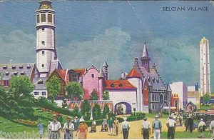Vintage 1933 Chicago Int'l Expo Century of Progress Belgian Village Postcard - Picture 1 of 2