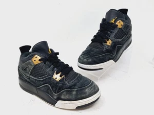 Air Jordan 4 Retro Preschool Royalty Black Sneaker Youth Size 2Y 308499-032 - Picture 1 of 9