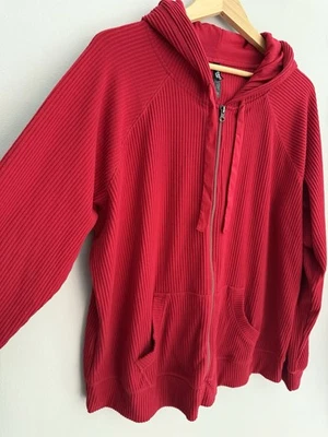 Torrid Sleep Ribbed Full Zip Hoodie In Red Women’s Plus Sz 3X Pockets Soft - Image 1 of 4