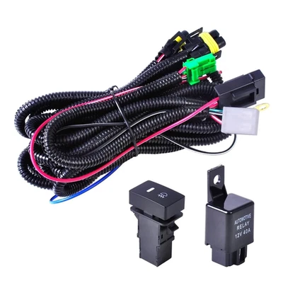 H11 Fog Light Wiring Harness Socket Wire LED Indicator Switch Kit 12V 40A Relay - Imagem 1 de 4