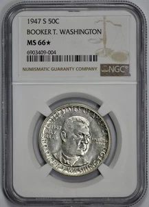 1947-S Booker T Washington Silver 50c  Half Dollar NGC MS 66* Looks Proof Like - Picture 1 of 4