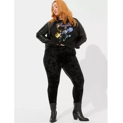 Legging de bolsillo de terciopelo triturado de longitud completa tórrido tirar cónico 3x más 3 Foto 1 de 4