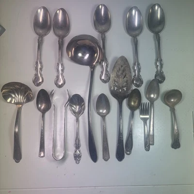 Lote de cubiertos cucharas artesanales tenedores cucharón pinzas Foto 1 de 4