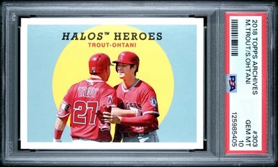 5405 Shohei Ohtani Mike Trout 2018 Topps Archives #303 Halos Heroes RC PSA 10 Foto 1 de 3