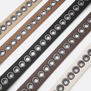 Unisex Punk Leather Waistband Belt with Hollow Design and Adjustable Buckle - Picture 1 of 17