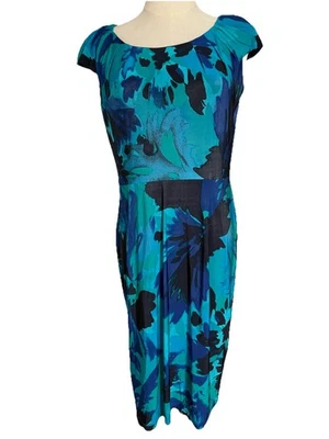 Vestido para mujer David Meister geométrico talla 8 sin mangas verde/azul/negro Foto 1 de 4