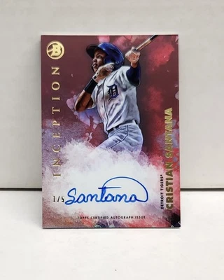 CRISTIAN SANTANA 2021 Bowman Inception RED ~ Tigers AUTO /5 ~ #'d 1/5 - Image 1 of 2