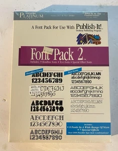 Vintage FONT PACK 2 (Publish-It!) FACTORY SEALED APPLE IIe/c/gs 1988 Timeworks - Picture 1 of 7