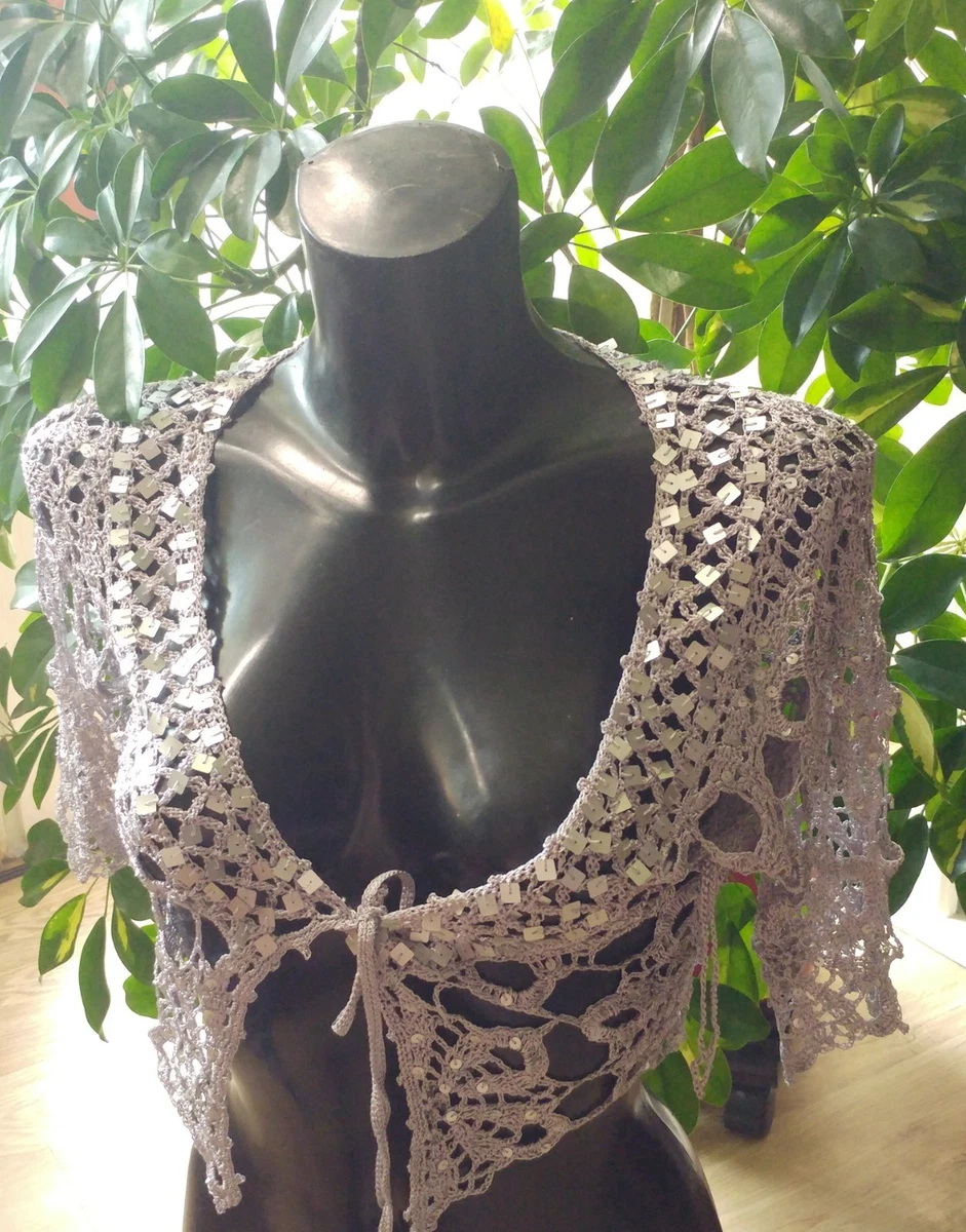 Damen Bolero Gehäkelt – Offene Strickjacke Mit Stretchärmeln, Größe 44-56
