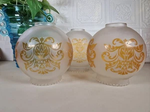 vintage x 3 orange frosted glass frilly bottom chandelier light shades - Picture 1 of 12