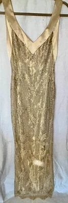 Vestido de Noche Vintage PEGGY JENNINGS Cuentas Encaje Satinado Vestido de Vacaciones XS Pequeño 4 6 Foto 1 de 4