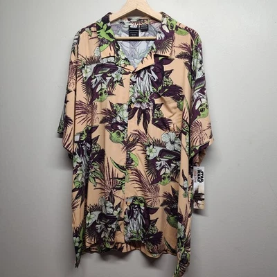Camisa Hawaiana Star Wars Abotonada Hombres 3XL Rayón Melocotón Walt Disney Yoda Nueva Foto 1 de 4