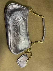 Mini borsa vintage Juicy Couture rosa metallizzato borsa polso cuore specchio Y2K - Foto 1 di 24