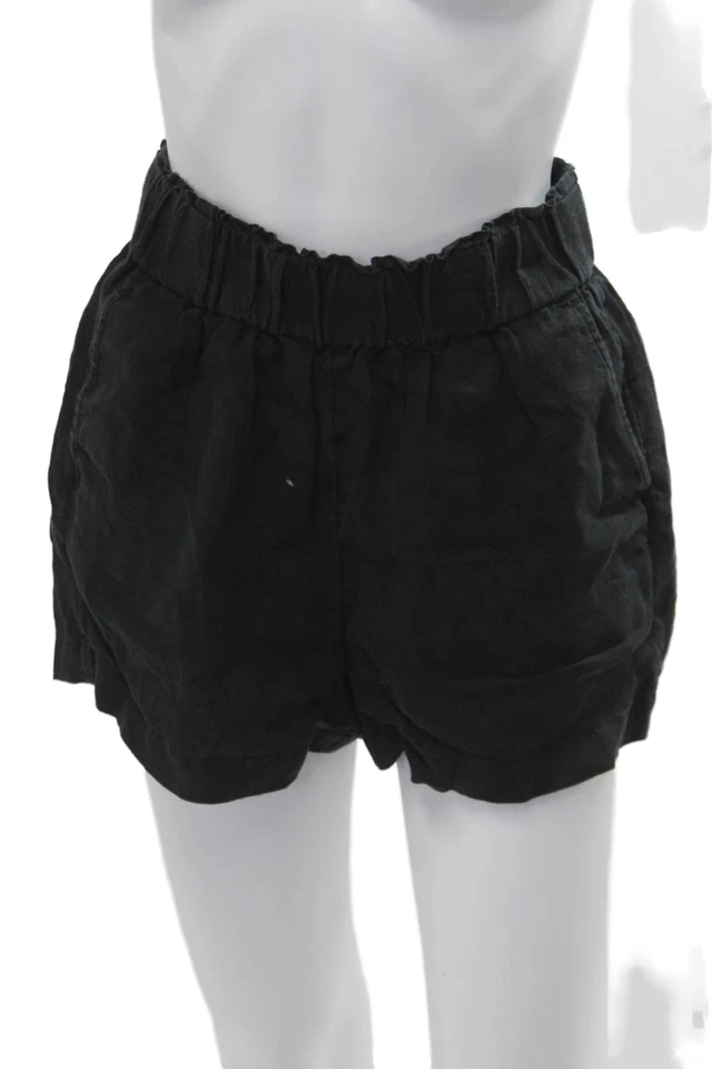 Shorts de praia unissex J Crew mistura de linho preto tamanho XS - Imagem 1 de 4
