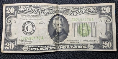 1934 C $20 TWENTY DOLLAR BILL FEDERAL RESERVE NOTE BANK OF PHILADELPHIA - Image 1 of 2