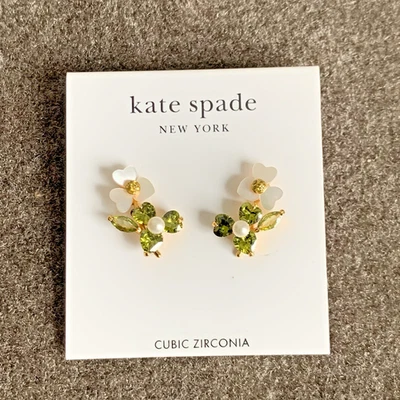 kate spade new york Mixed Stone Flower Cluster Stud Earrings in Gold Tone/Green - Image 1 of 3
