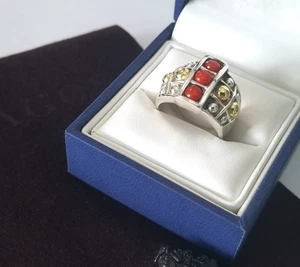 LAGOS - Anillo de cornalina roja caviar de oro de 18 quilates y plata de ley - 7 - ¡Prístino! - Imagen 1 de 5