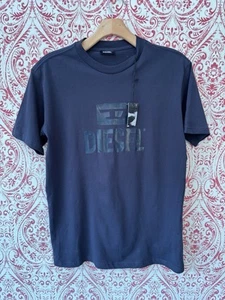 Camiseta Para Hombre Diesel T-Diego Tono Sobre Tono Manga Corta Calce Ajustado en Azul Nueva con Etiquetas - Imagen 1 de 7