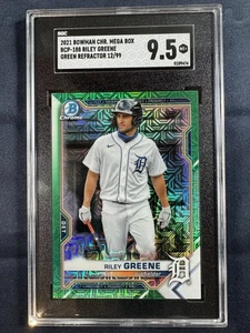 Bowman Chrome 2021 #BCP-188 Riley Greene refractor verde #/99 SGC 9,5 ¡Pop 2! - Imagen 1 de 2