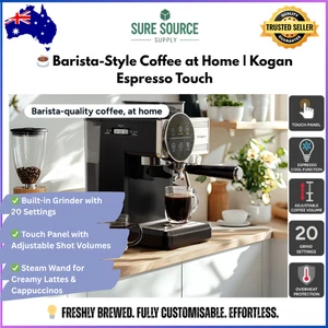 Kogan Espresso Touch Coffee Machine with Grinder, Stainless steel, Coffee - Picture 1 of 11