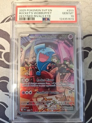 2025 POKEMON SVP EN-SV BLACK STAR PROMO #203 TEAM ROCKET'S WOBBUFFET PSA 10 - Image 1 of 2