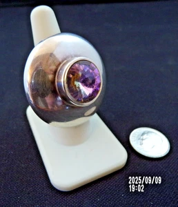 Fashionista Sterling & Amethyst Ring, Sz 7.5, 24g (2155) - Picture 1 of 6