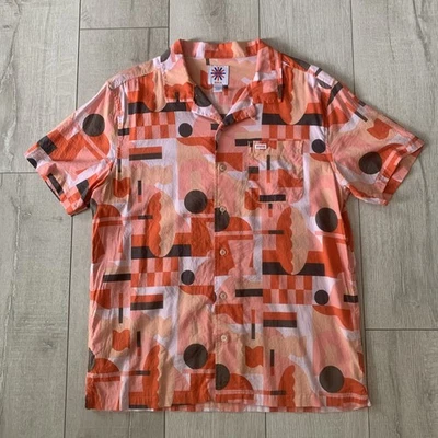 Camisa RVCA Para Hombres Manga Corta Con Botones Multicolor M Geométrica Suave Cómoda Foto 1 de 4