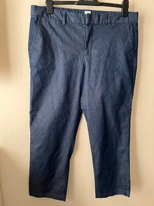 Gap Trousers Size 14 Blue Denim Look Slim City Crop High Rise Casual Formal - Picture 1 of 8