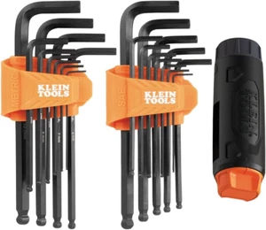 Long Ball-End T-Handle Hex Key Wrench Set, 22-Key SAE & Metric, 1/16"-3/8", 1.5- - Picture 1 of 11
