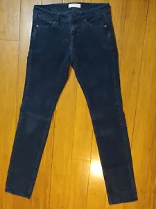 Uniqlo Navy Blue Corduroy Skinny Pants Jeans 23 Heattech - Picture 1 of 15