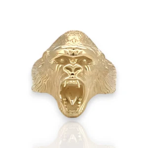 Screaming Gorilla Yellow Gold Ring - 10K Yellow Gold - Picture 1 of 17