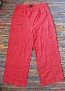 Tahari Hose Damen groß rot orange Leinen weites Bein Pullon Taschen Boho Beachy - Bild 1 von 6