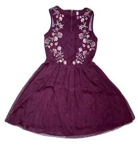 Abito Prugna Tulle Ricamato Floreale Junior Piccolo Dark Romance Nucleo Vampiro - Foto 1 di 6