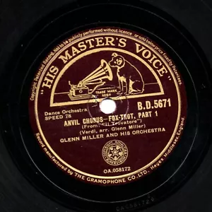 Classique 1941 Glenn Miller 78 Anvil Chorus Parties 1 & 2 GB Hmv Bd 5671 E V + - Foto 1 di 1