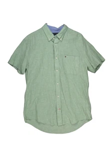 TOMMY HILFIGER kurzärmeliges Shirt mit normaler Passform Leinenmischung Größe LARGE grün - Bild 1 von 10