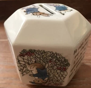 Wedgwood Peter Rabbit Hexagon Ceramic Bank, Beatrix Potter, Made In England 1993 - Picture 1 of 8