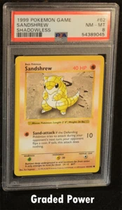Pokemon Base Set Unlimited Shadowless Sandshrew SHADOWLESS PSA 8 (9045) #62  - Picture 1 of 2