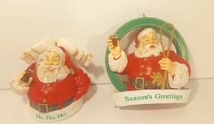 Vintage Lot of 2 Coca-Cola Santa Christmas Ornaments Coke 90s - Picture 1 of 3