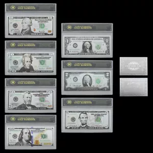 Silver Banknotes of US 1 2 5 10 20 50 100 Dollars 7pcs/set in Shell Collect Gift - Picture 1 of 19