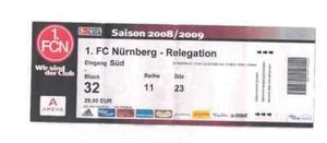 Ticket / Eintrittskarte   08/09   Relegation  1. FC Nürnberg - E. Frankfurt - Bild 1 von 1