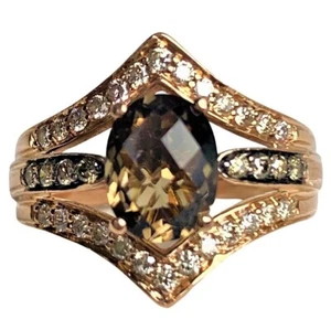 Le Vian 14k Brown Oval Gemstone Ring with Chocolate and White Diamonds size 7 - Picture 1 of 11