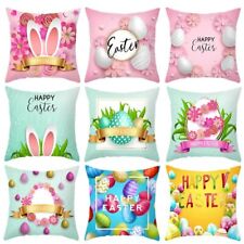 Pink Easter PillowCase Square Sofa Pillow Cover Bunny Cushion Cover  Birthday