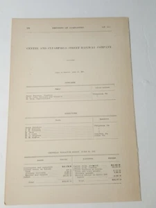 1909 CENTRE & CLEARFIELD STREET RAILWAY Trolley Straßenbahn PHILLIPSBURG PA Papier - Bild 1 von 4