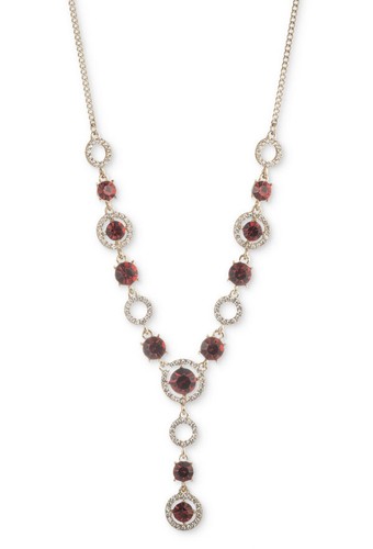Collana 16"" LARIAT PAVIMENTAZIONE ROSSA APERTA GIVENCHY NUOVA CON ETICHETTE I7KKK