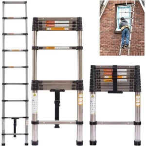 Teleskopleiter Edelstahl 2-5m ausziehbar tragbar stehend anlehnbar l... - Bild 1 von 10